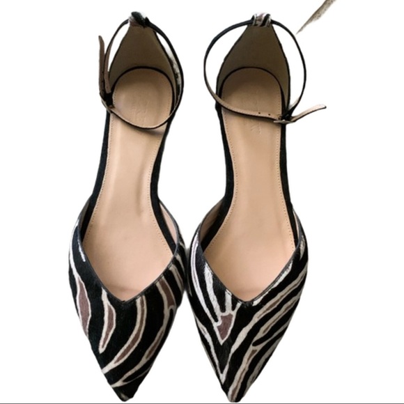 JCREW COLLECTION Sadie Ankle Strap Calf Hair Flat - Picture 1 of 8